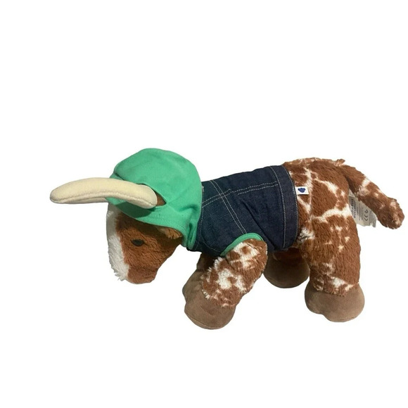 Build A Bear Longhorn Cow Brown & White Spotted Bull Plush With Outfit - Picture 12 of 13